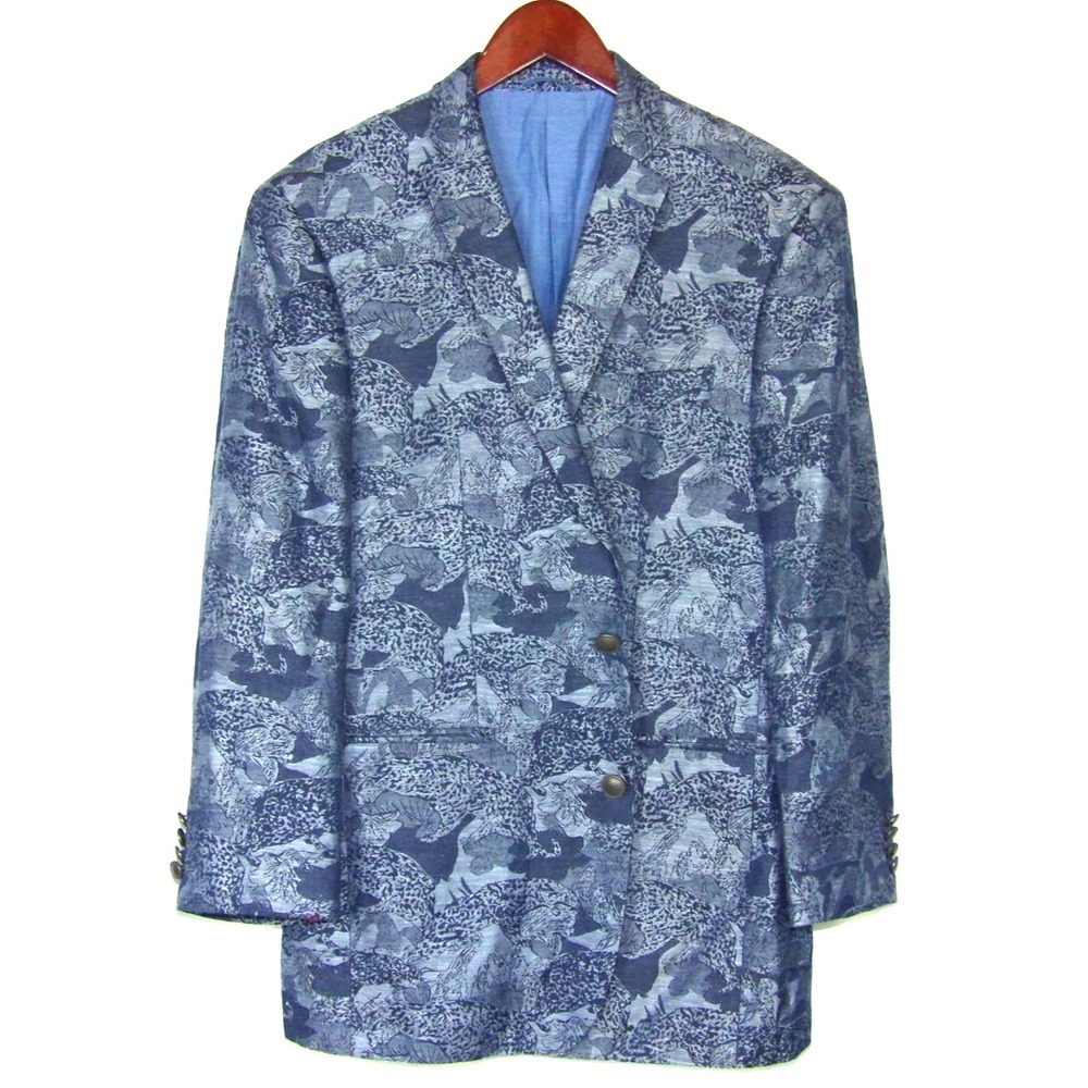 TALIA The Mason Fit Lord & Taylor Blue Geometric 2 Button Blazer Men's 40R